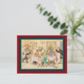 クリスマスのテーブルの7月のヤギ シーズンポストカード (スタンド正面)