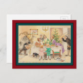 クリスマスのテーブルの7月のヤギ シーズンポストカード (正面/裏面)