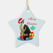 クリスマスのテーブルビーキャット、小さな天使&ギフト セラミックオーナメント (右)