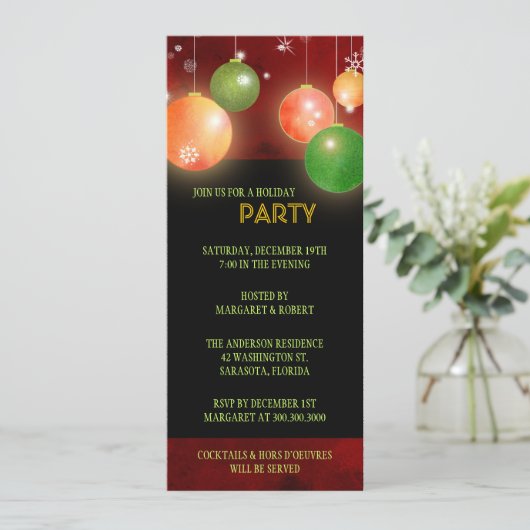 クリスマスのディスコの球の豪華な休日のパーティ 招待状 (スタンド正面)