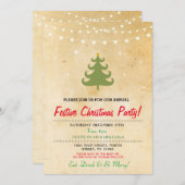 クリスマスのディナー・パーティの木は星の招待をつけます 招待状 (正面/裏面)