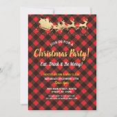 クリスマスのディナー・パーティの赤いバッファローの点検の招待 招待状 (正面)