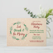 クリスマスのディナー・パーティ日の休日のフェスティバルの雪 招待状 (スタンド正面)