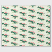 クリスマスのディーノの恐竜のおもしろいなTレックスの木のギフト ラッピングペーパー (フラット)