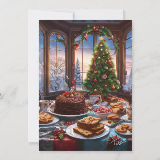 クリスマスのデザートテーブル ヴィンテージスタイル シーズンカード