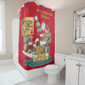 クリスマスのトイレでウンチする猫 シャワーカーテン (インサイチュ)