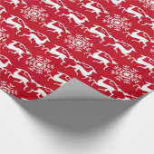 クリスマスのトナカイおよび雪片パターン ラッピングペーパー (角)