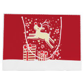 クリスマスのトナカイがギフトを巡る抱き枕 ラージペーパーバッグ (裏面)