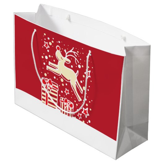 クリスマスのトナカイがギフトを巡る抱き枕 ラージペーパーバッグ (裏面アングル)