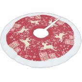 クリスマスのトナカイが贈り物の木のスカートの上で跳ねる ブラッシュドポリエステルツリースカート (アングル)