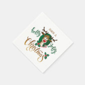 クリスマスのトナカイすてきを持っている |休日 スタンダードカクテルナプキン (角)