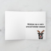 クリスマスのトナカイとしておもしろいな灰色のピットブル犬 シーズンカード (内部)