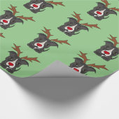 クリスマスのトナカイとしておもしろいな灰色のピットブル犬 ラッピングペーパー (角)
