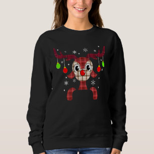 クリスマスのトナカイとクリスマスライトのチェック柄のXmas スウェットシャツ