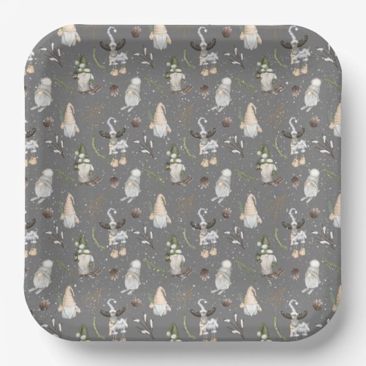 クリスマスのトナカイとコノメ ペーパープレート (正面)