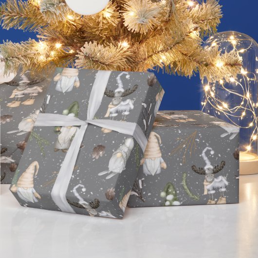 クリスマスのトナカイとノーム ラッピングペーパー (クリスマス)