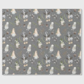 クリスマスのトナカイとノーム ラッピングペーパー (フラット)