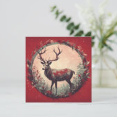 クリスマスのトナカイとホリデーシーズンの花輪 シーズンカード (スタンド正面)