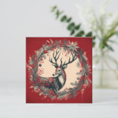 クリスマスのトナカイとホリデーリース シーズンカード (スタンド正面)