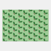 クリスマスのトナカイとホリー ラッピングペーパーシート (正面2)