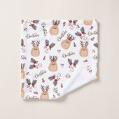 クリスマスのトナカイとミッテンス バスタオルセット (ウォッシュタオル)