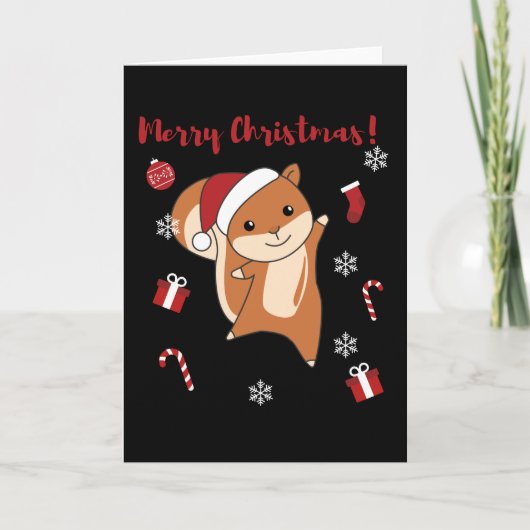 クリスマスのトナカイと冬の動物たち シーズンカード (正面)