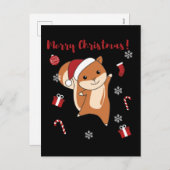 クリスマスのトナカイと冬の動物たち シーズンポストカード (正面/裏面)