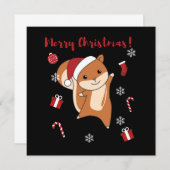 クリスマスのトナカイと冬の動物たち 招待状 (正面/裏面)