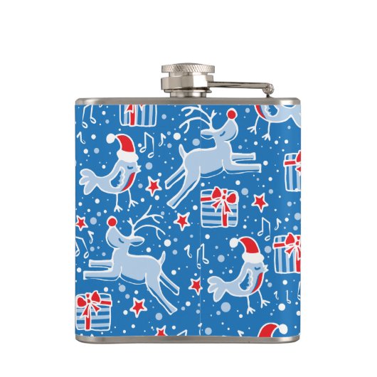 クリスマスのトナカイと歌う鳥のお尻フラスコ フラスク (裏面)
