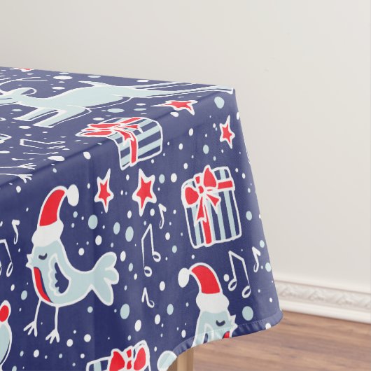 クリスマスのトナカイと歌う鳥のテーブルクロス テーブルクロス (インサイチュ)