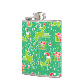 クリスマスのトナカイと歌う鳥の緑のフラスコ フラスク (左)