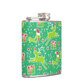 クリスマスのトナカイと歌う鳥の緑のフラスコ フラスク (右)