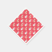 クリスマスのトナカイと雪だるま – 赤 スタンダードカクテルナプキン (角)