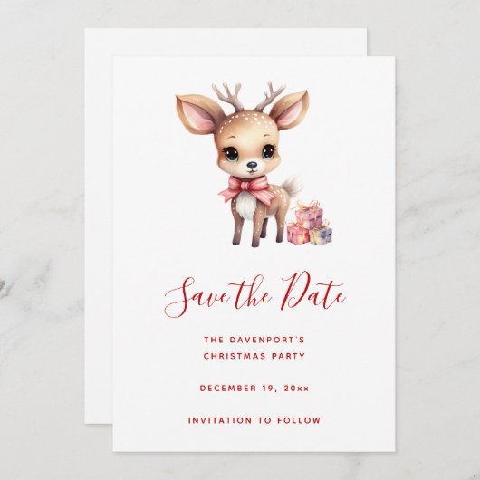 クリスマスのトナカイにプレゼント セーブザデート (正面/裏面)