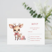 クリスマスのトナカイにプレゼント 出欠カード (スタンド正面)