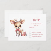 クリスマスのトナカイにプレゼント 出欠カード (正面/裏面)