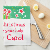 クリスマスのトナカイにメッセージキッチンタオルを追加 キッチンタオル (四つ折り)