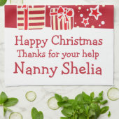 クリスマスのトナカイにメッセージキッチンタオルを追加 キッチンタオル (折り畳み)