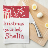 クリスマスのトナカイにメッセージキッチンタオルを追加 キッチンタオル (四つ折り)