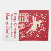 クリスマスのトナカイにメッセージキッチンタオルを追加 キッチンタオル (横)