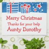 クリスマスのトナカイにメッセージキッチンタオルを追加 キッチンタオル (折り畳み)