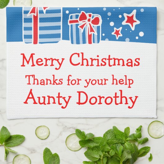 クリスマスのトナカイにメッセージキッチンタオルを追加 キッチンタオル (折り畳み)