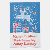 クリスマスのトナカイにメッセージキッチンタオルを追加 キッチンタオル (縦)