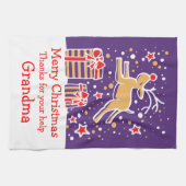 クリスマスのトナカイにメッセージキッチンタオルを追加 キッチンタオル (横)