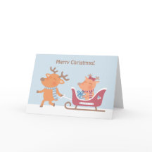 クリスマスのトナカイのそり グリーティングカード