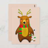 クリスマスのトナカイのはがき ポストカード (正面/裏面)