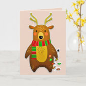 クリスマスのトナカイのグリーティングカード カード (黄色い花)