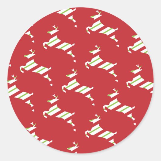 クリスマスのトナカイのシール ラウンドシール (正面)