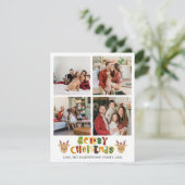 クリスマスのトナカイのスクリプトファミリーフォトコラージュ シーズンカード (スタンド正面)