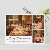 クリスマスのトナカイのスクリプトファミリーフォトコラージュ シーズンカード (スタンド正面)